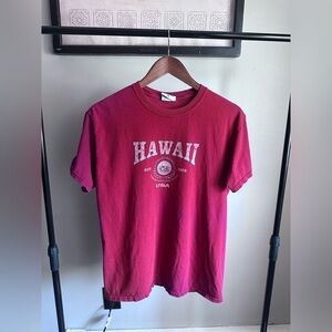 Hawaii Graphic Tee SZ S Red Preppy Beach Inspired Cotton T-Shirt